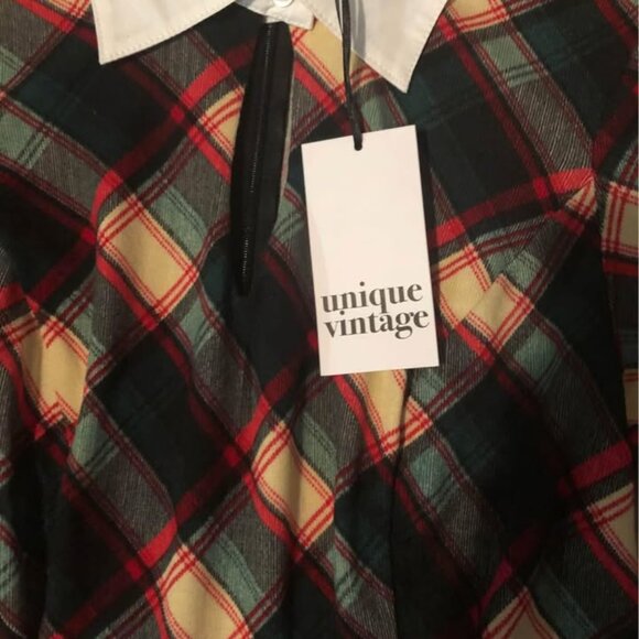 UNIQUE VINTAGE TARTAN DRESS - Picture 3 of 5